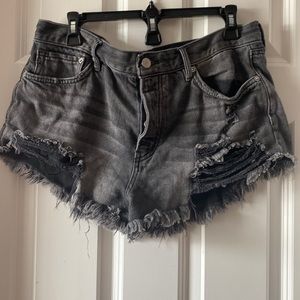 Free People black denim shorts size 30